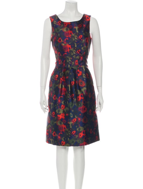 Lela Rose Floral Print Midi Length Dress Rose