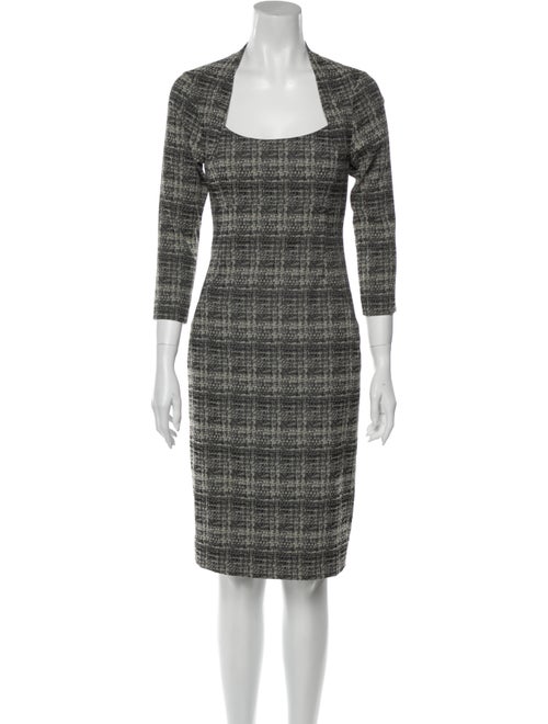 Lela Rose Plaid Print Midi Length Dress Rose