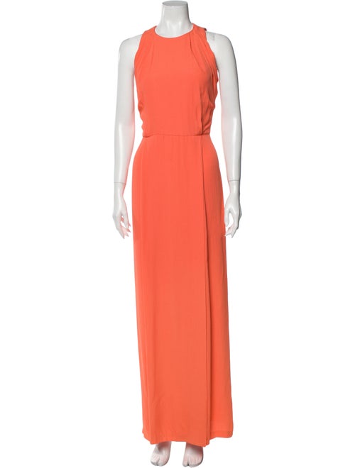 Lela Rose Crew Neck Long Dress Rose