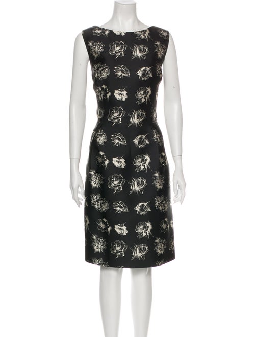 Lela Rose Floral Print Knee-Length Dress Rose