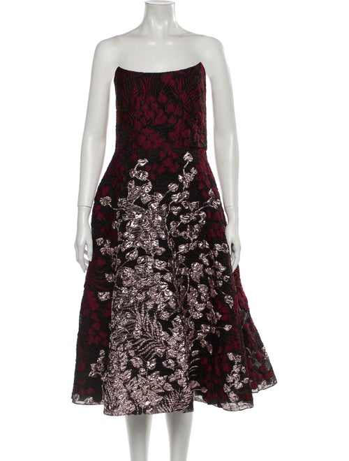 Lela Rose Floral Print Knee-Length Dress Rose
