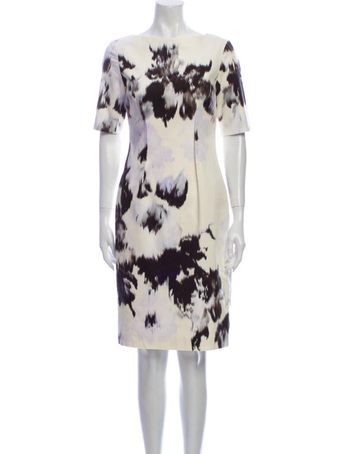 Lela Rose Floral Print Knee-Length Dress Rose