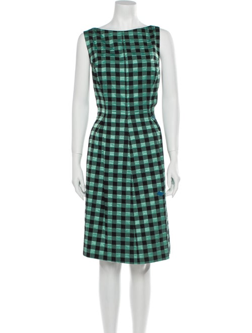Lela Rose Plaid Print Knee-Length Dress Rose