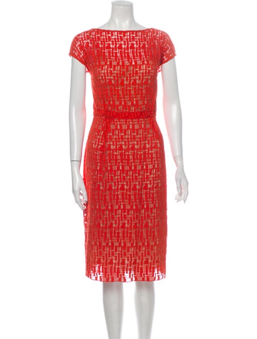 Lela Rose Printed Midi Length Dress Rose