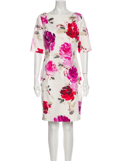 Lela Rose Floral Print Knee-Length Dress Rose