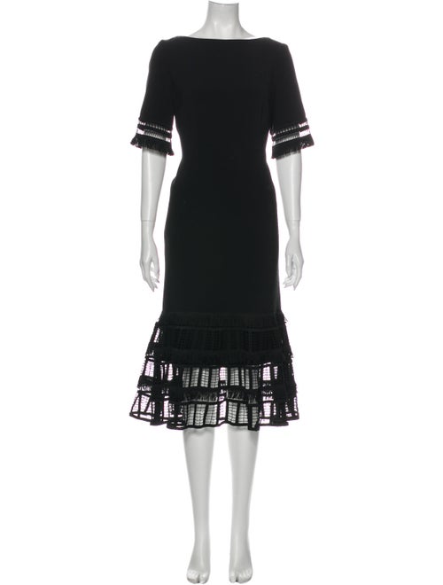 Lela Rose Bateau Neckline Midi Length Dress Rose