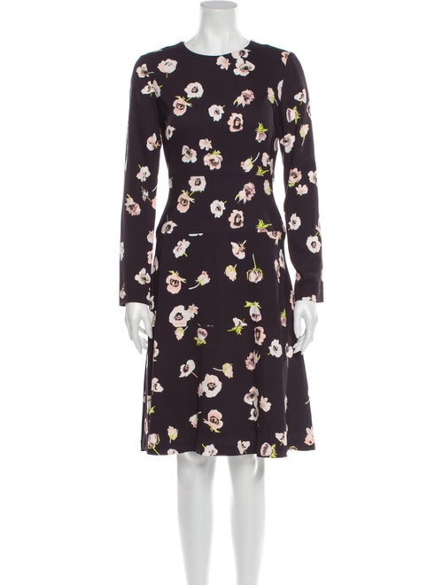Lela Rose Floral Print Knee-Length Dress Rose