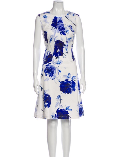 Lela Rose Floral Print Knee-Length Dress Rose