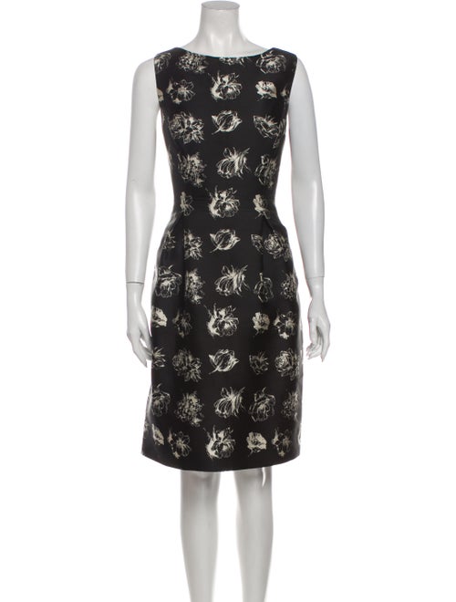 Lela Rose Floral Print Knee-Length Dress Rose