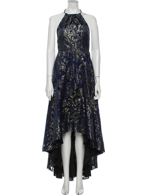 Lela Rose Floral Print Long Dress Rose