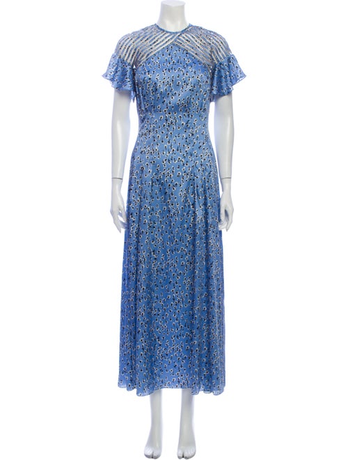 Lela Rose Floral Print Long Dress Rose
