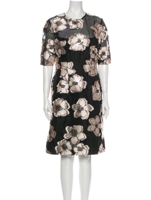 Lela Rose Floral Print Knee-Length Dress Rose