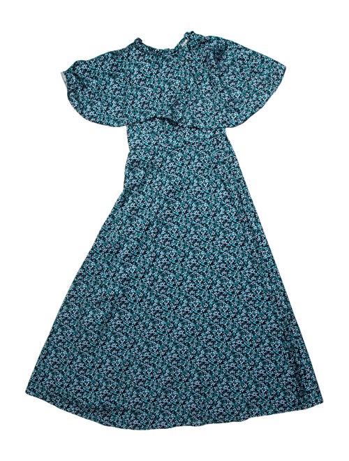 Lela Rose Floral Print Long Dress Rose
