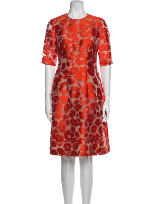 Lela Rose Floral Print Knee-Length Dress Rose