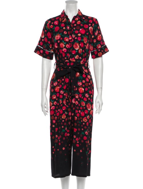 Lela Rose Floral Print Jumpsuit Rose