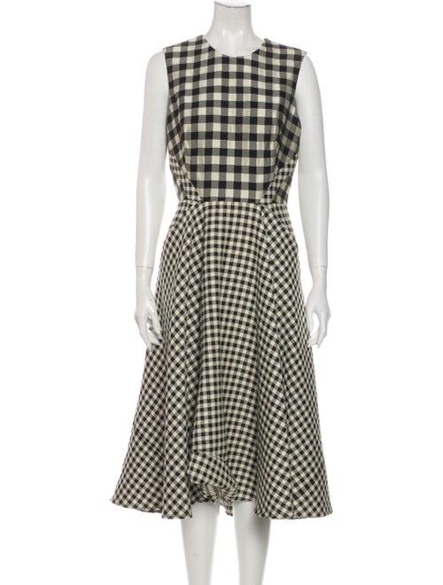 Lela Rose Plaid Print Midi Length Dress Rose