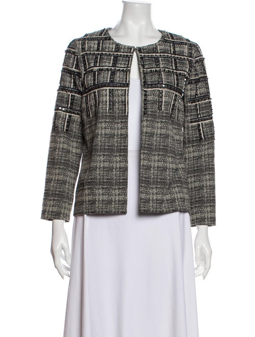Lela Rose Plaid Print Evening Jacket Rose