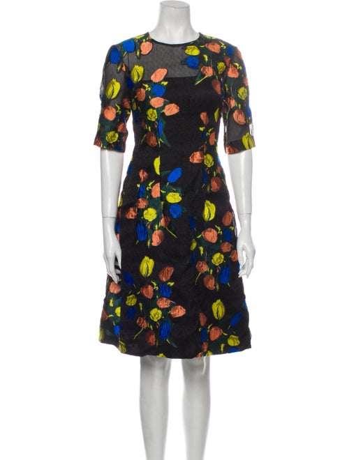 Lela Rose Floral Print Knee-Length Dress Rose