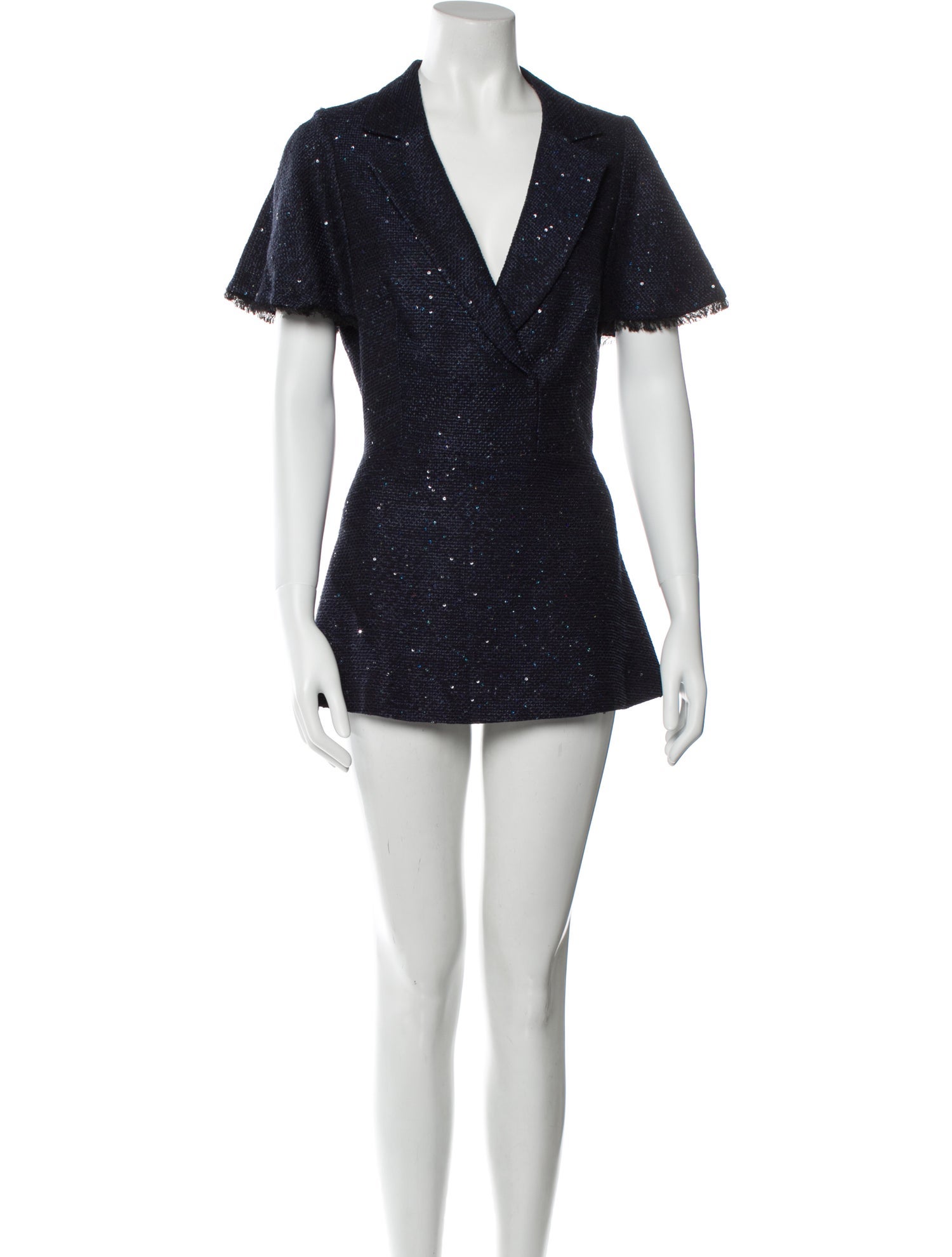 Lela Rose V-Neck Short Sleeve Tunic