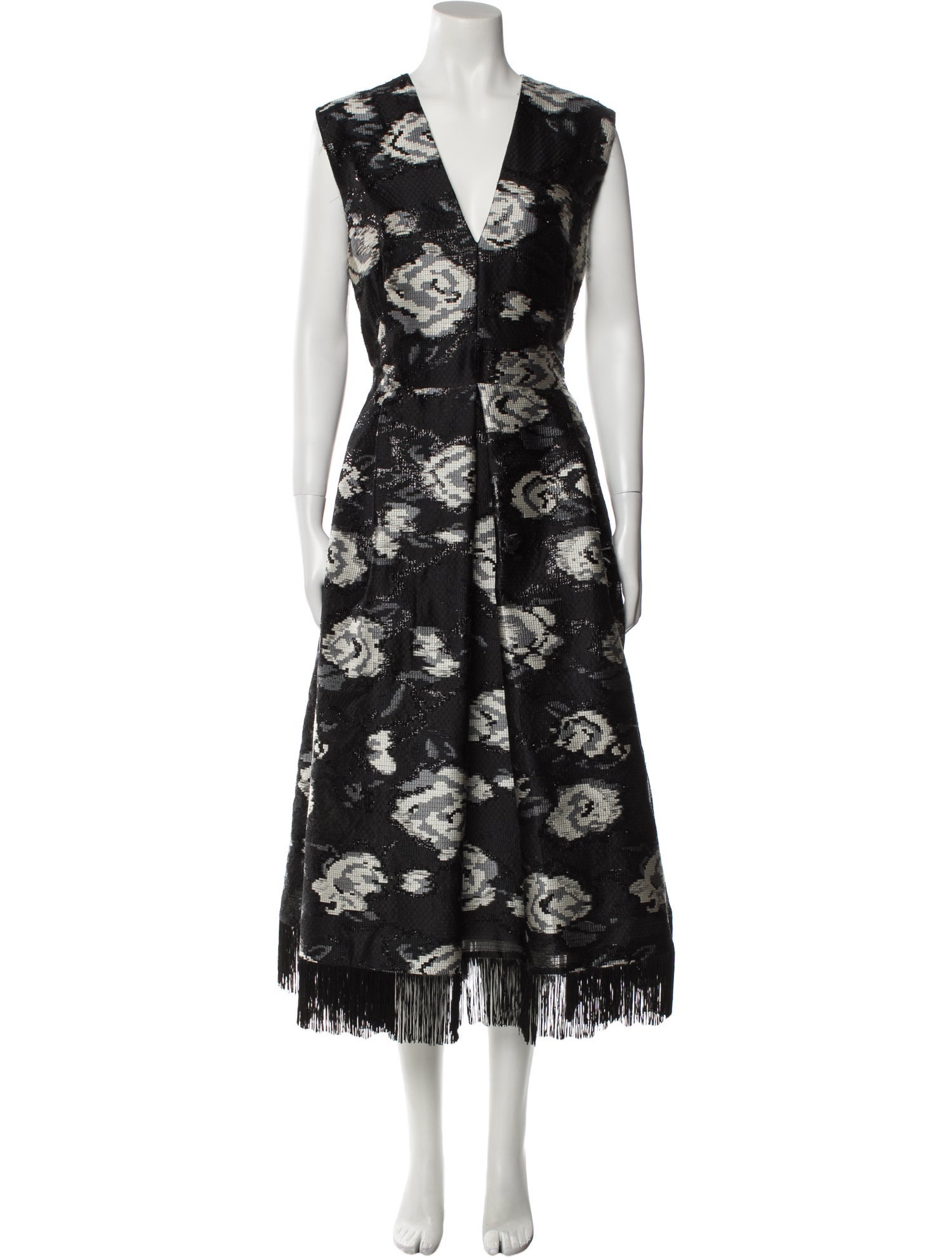 NWT Pearl By Lela Rose Women's 3D Floral Long Sleeve Dress – Black, Size Small