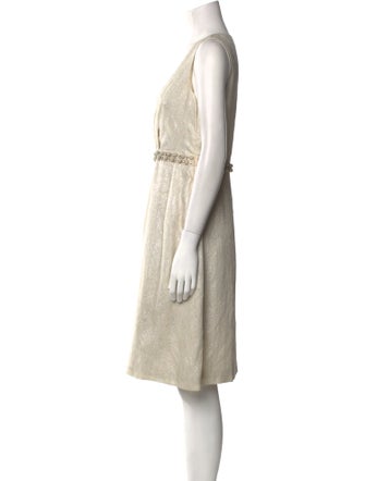 Lela Rose V-Neck Knee-Length Dress