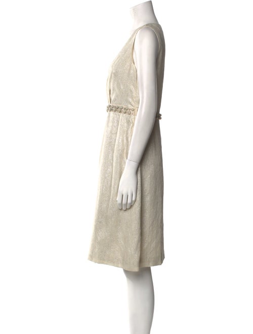 Lela Rose V-Neck Knee-Length Dress