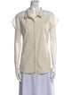 Lela Rose Short Sleeve Button-Up Top