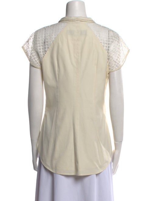 Lela Rose Short Sleeve Button-Up Top