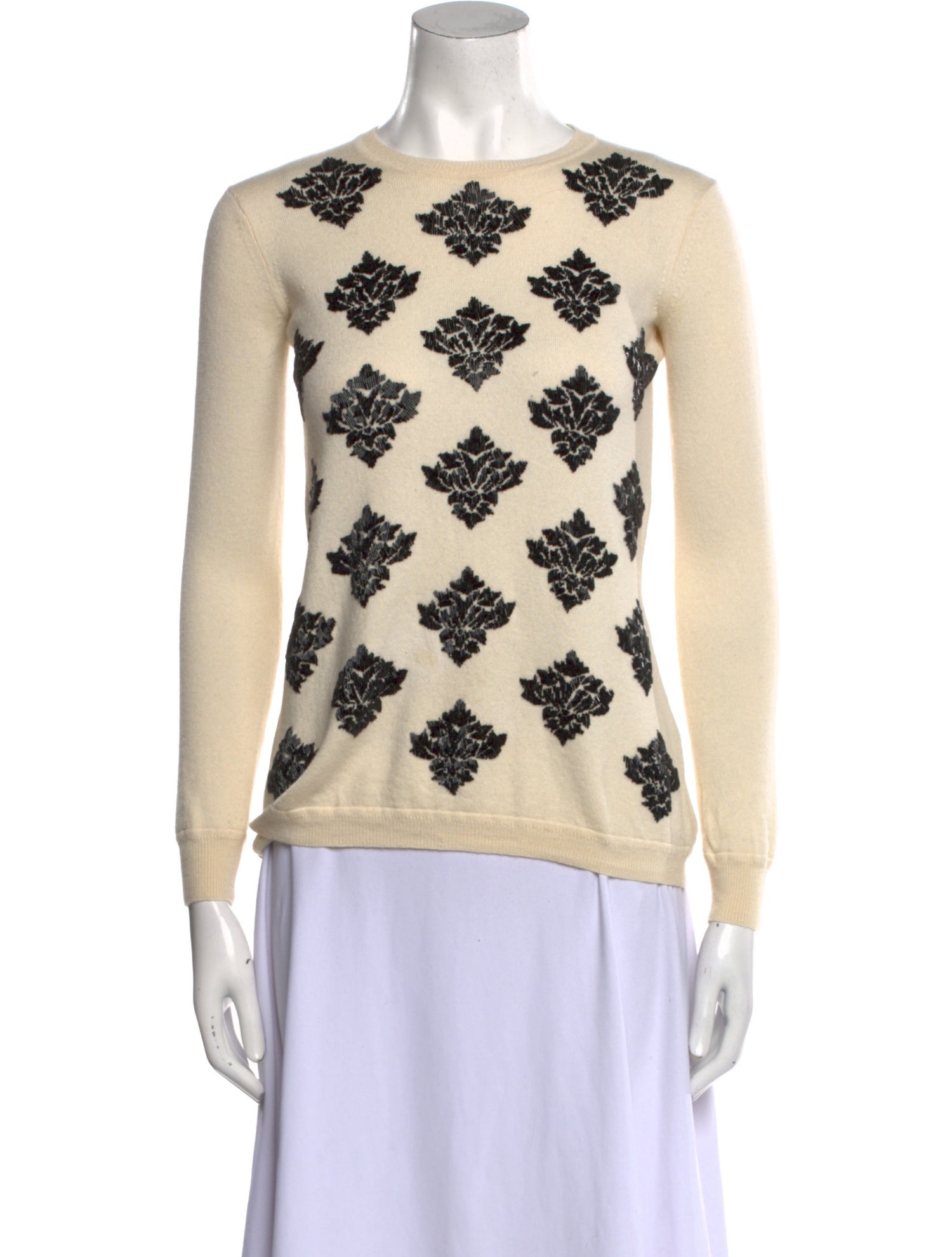 Lela Rose Printed Crew Neck Sweater