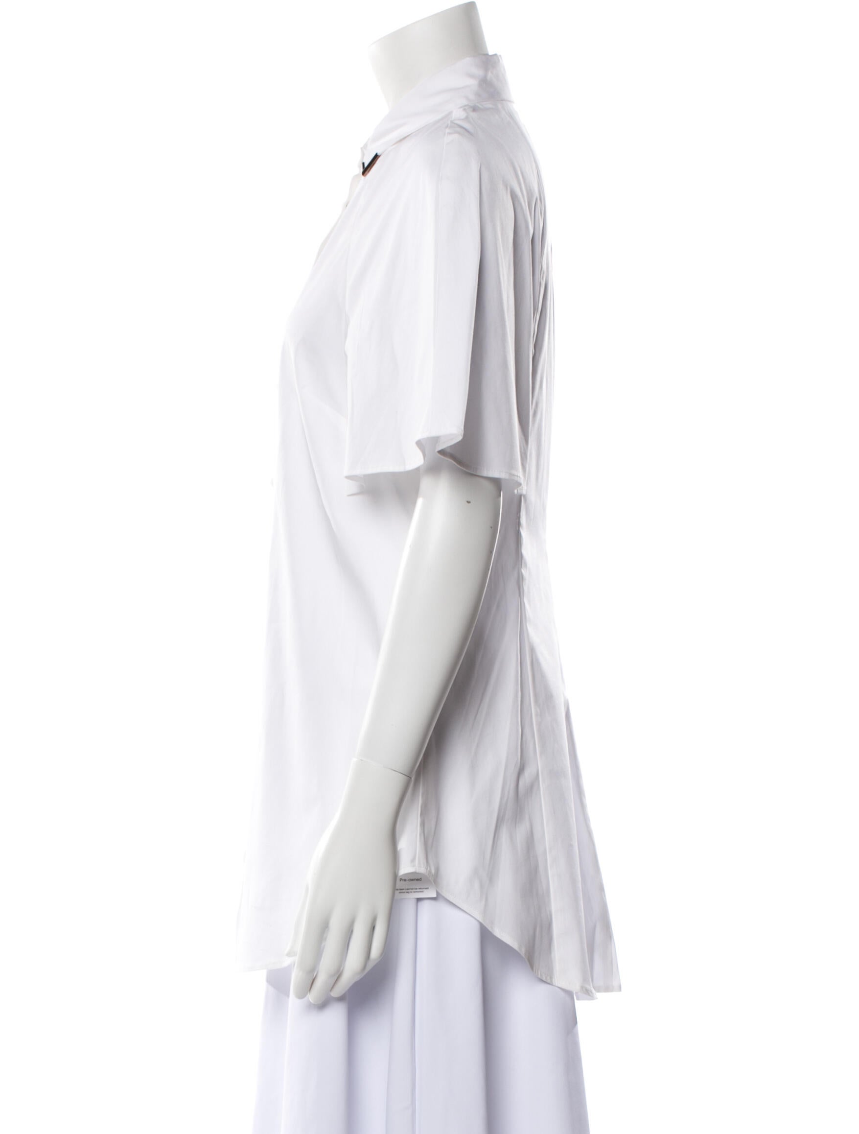 Lela Rose Short Sleeve Button-Up Top