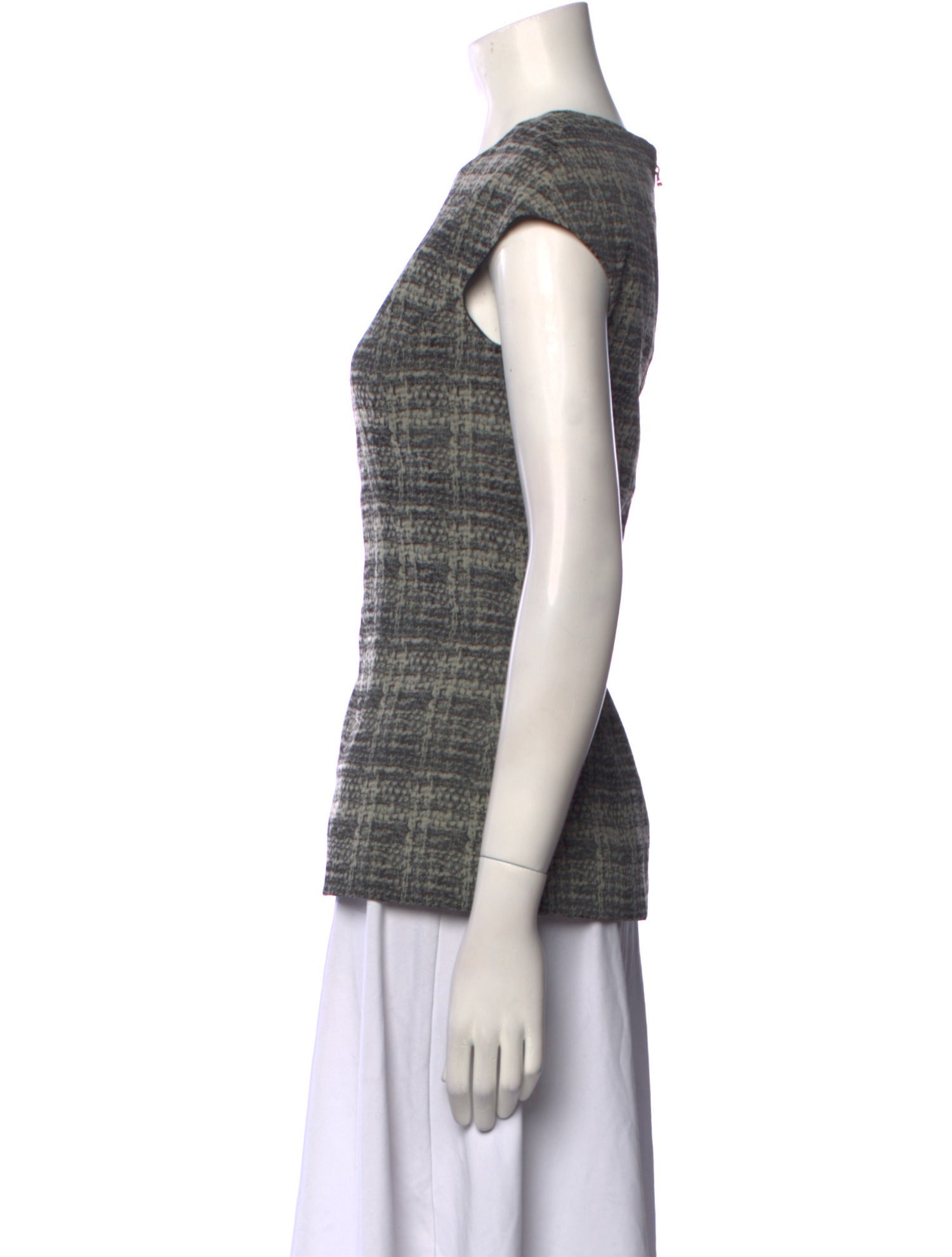 Lela Rose Plaid Print Crew Neck Top