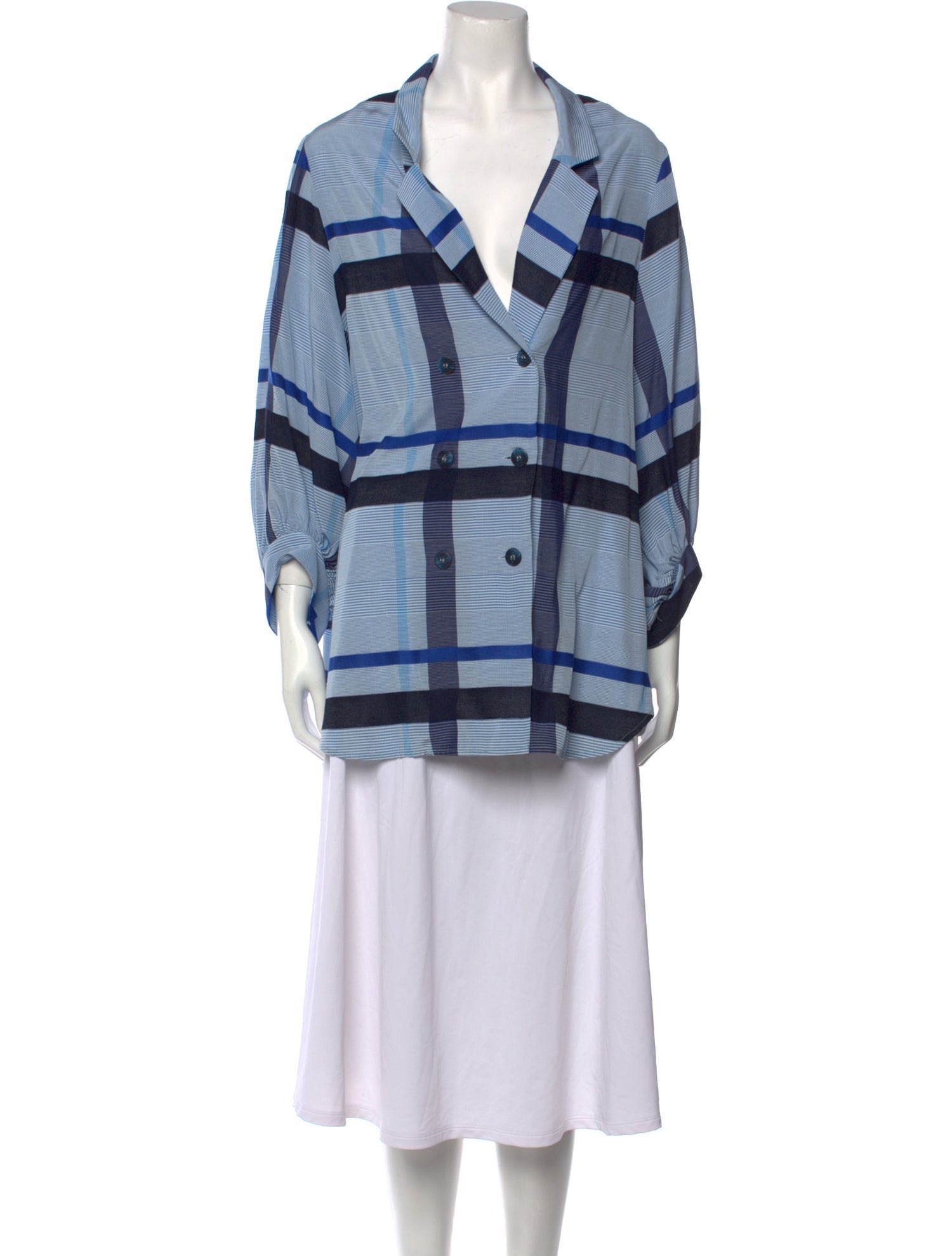 Lela Rose Plaid Print Long Sleeve Tunic