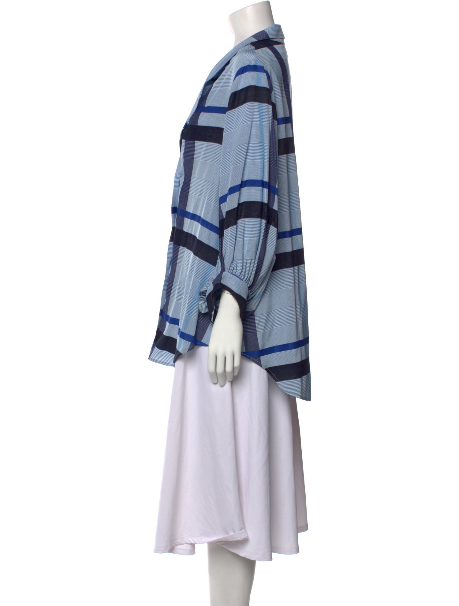 Lela Rose Plaid Print Long Sleeve Tunic