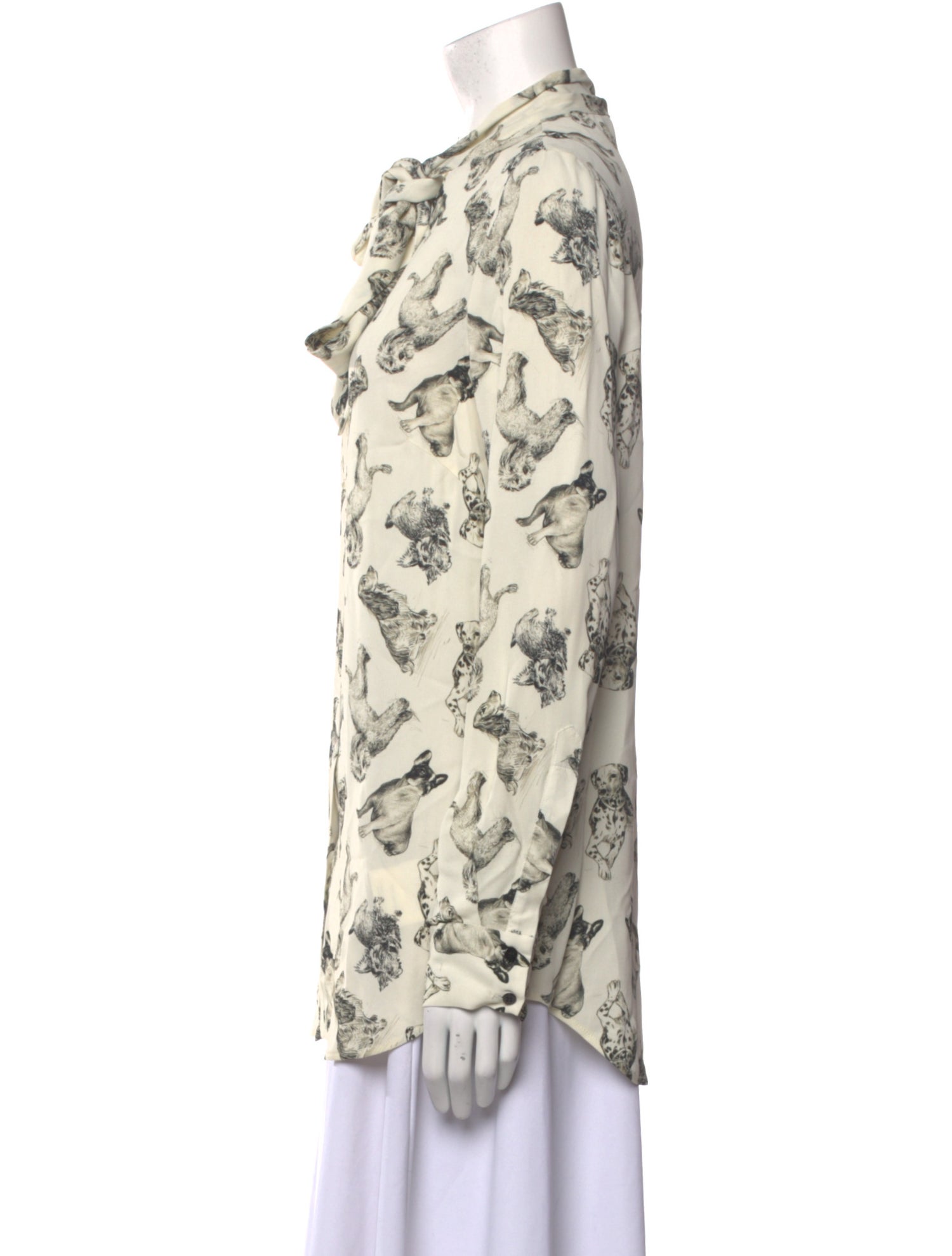 Lela Rose Printed Tie Neck Blouse