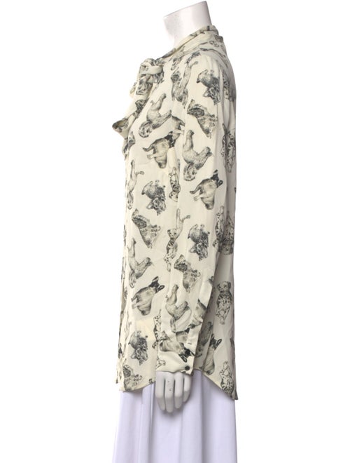 Lela Rose Printed Tie Neck Blouse