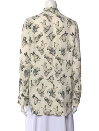 Lela Rose Printed Tie Neck Blouse