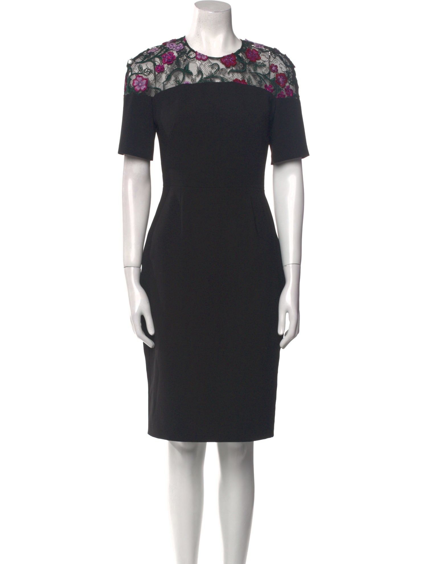 Lela Rose Crew Neck Knee-Length Dress