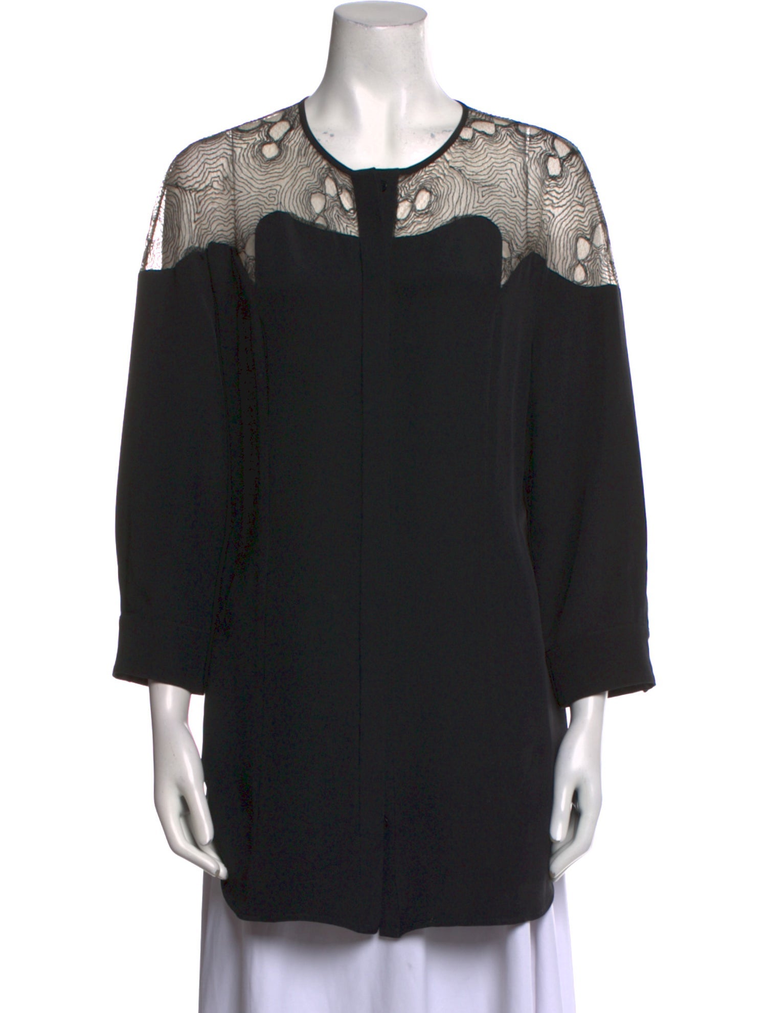 Lela Rose Crew Neck Three-Quarter Sleeve Tunic