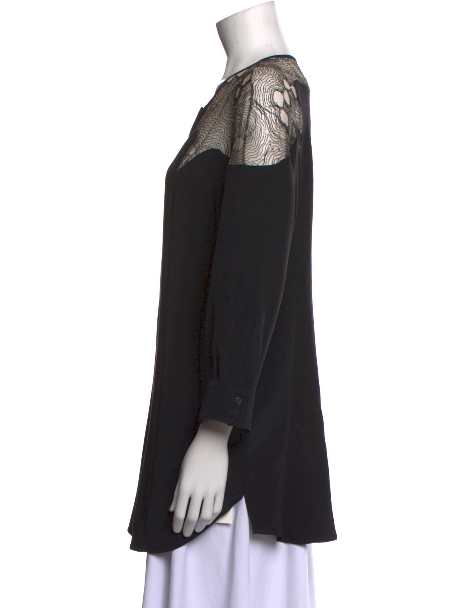 Lela Rose Crew Neck Three-Quarter Sleeve Tunic