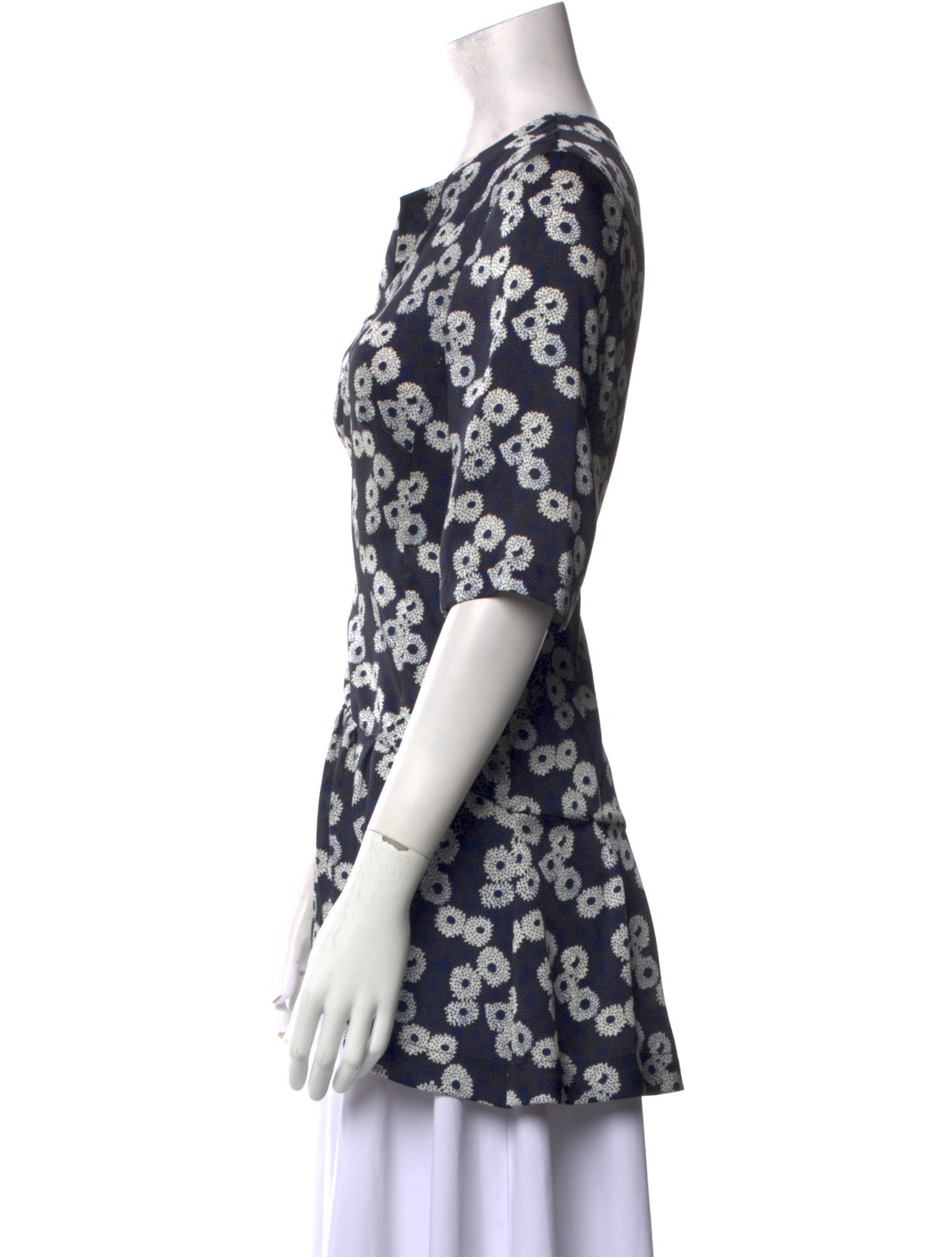 Lela Rose Floral Print V-Neck Tunic