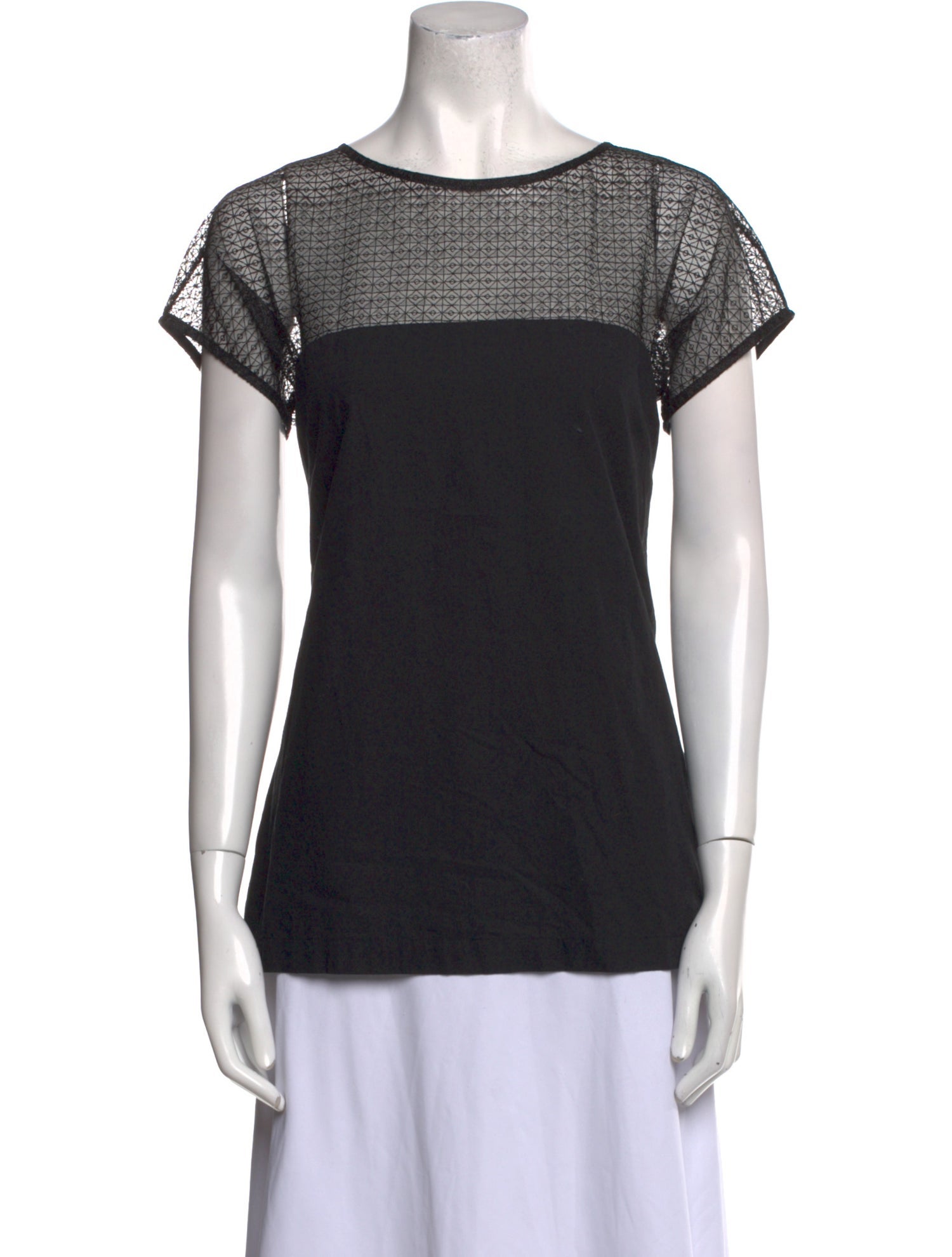 Lela Rose Bateau Neckline Short Sleeve Top