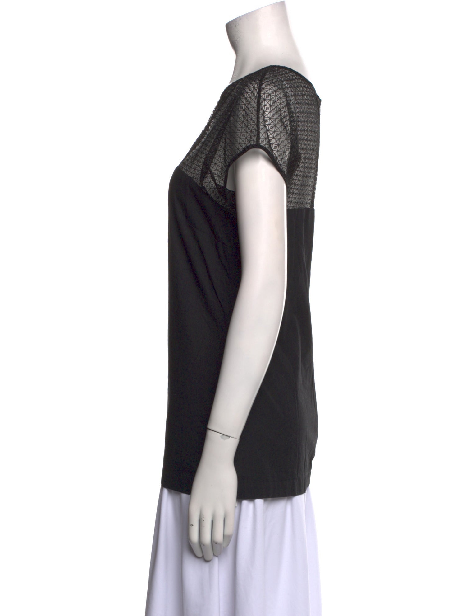 Lela Rose Bateau Neckline Short Sleeve Top