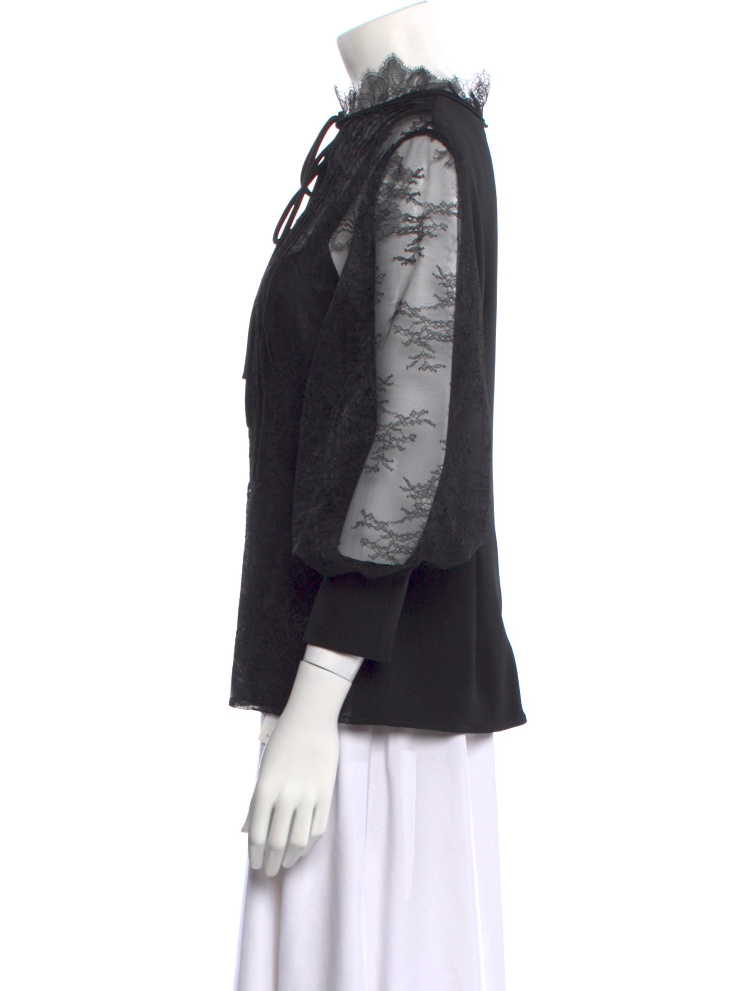 Lela Rose Mock Neck Three-Quarter Sleeve Blouse