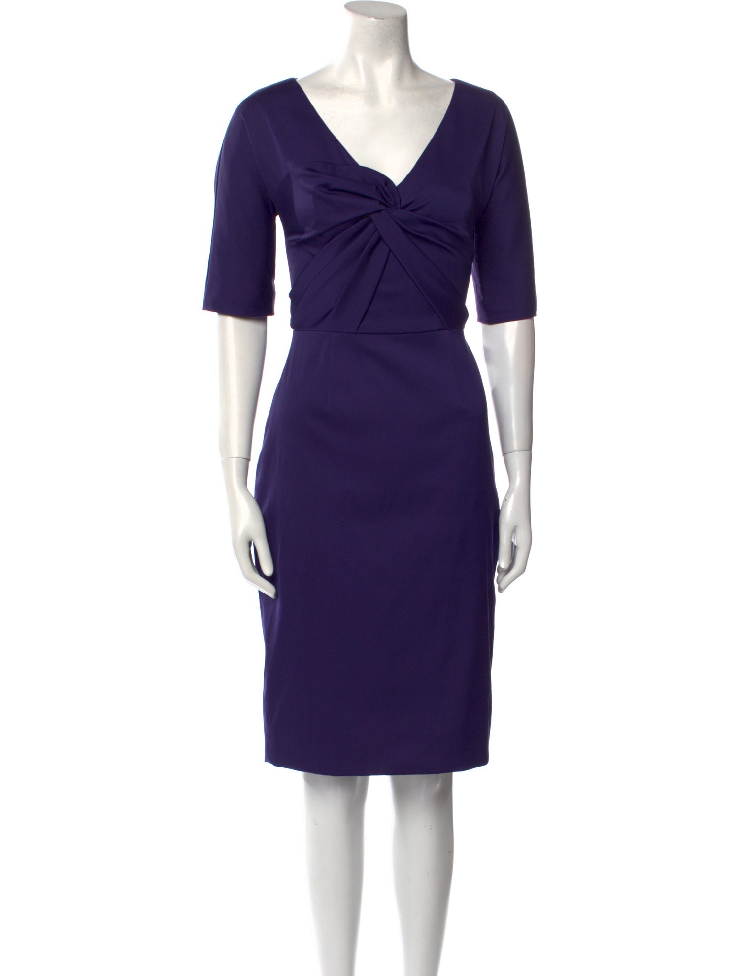 Lela Rose V-Neck Knee-Length Dress