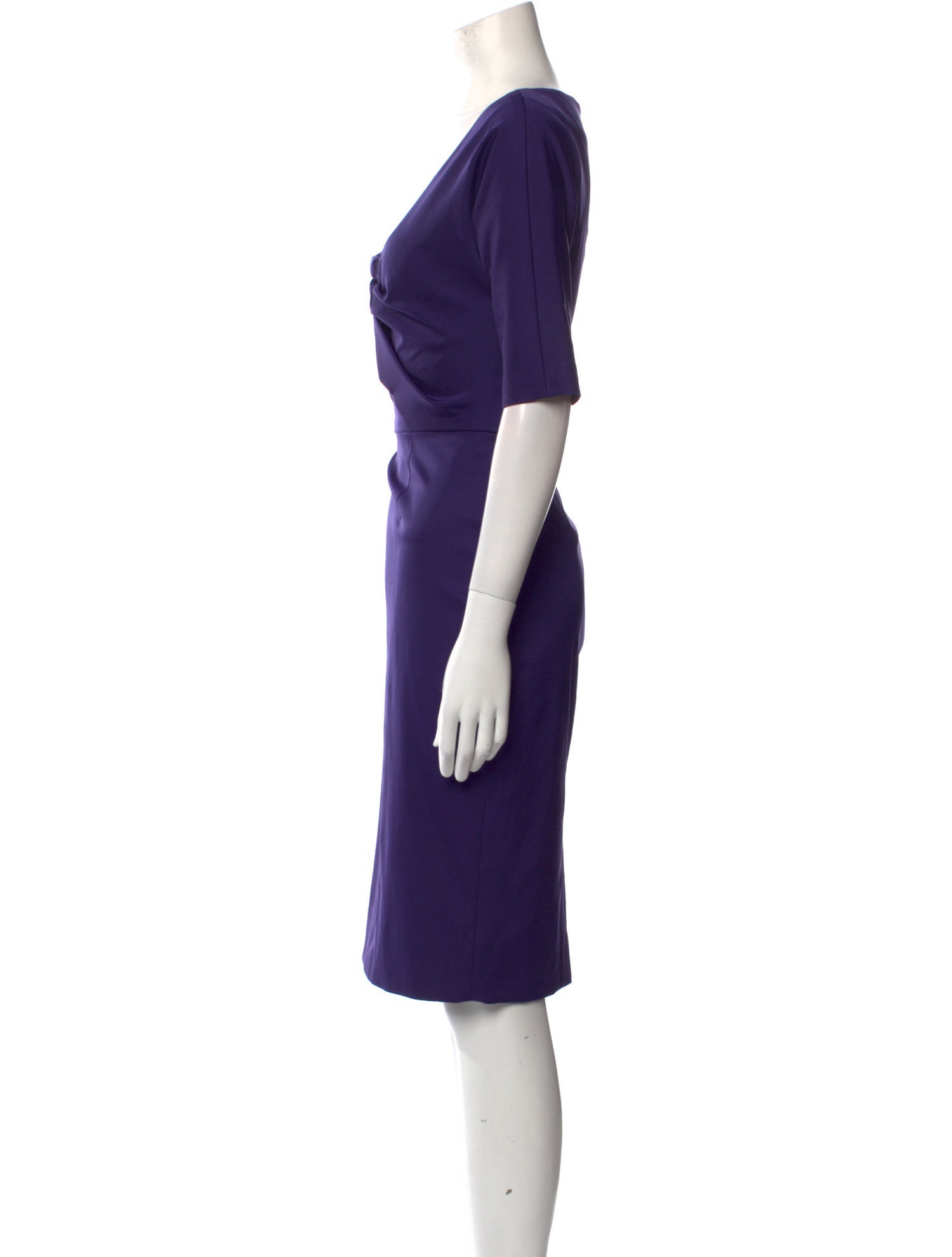 Lela Rose V-Neck Knee-Length Dress