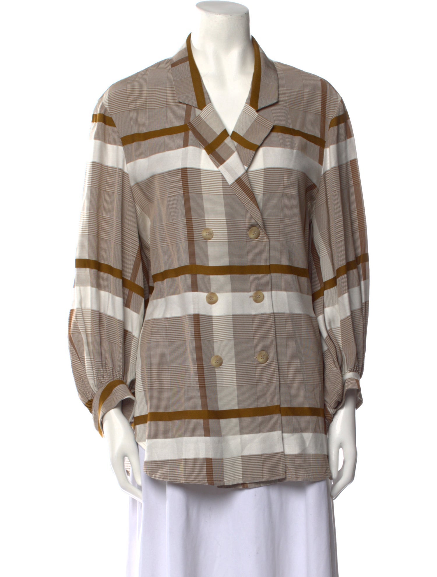 Lela Rose Plaid Print Long Sleeve Tunic