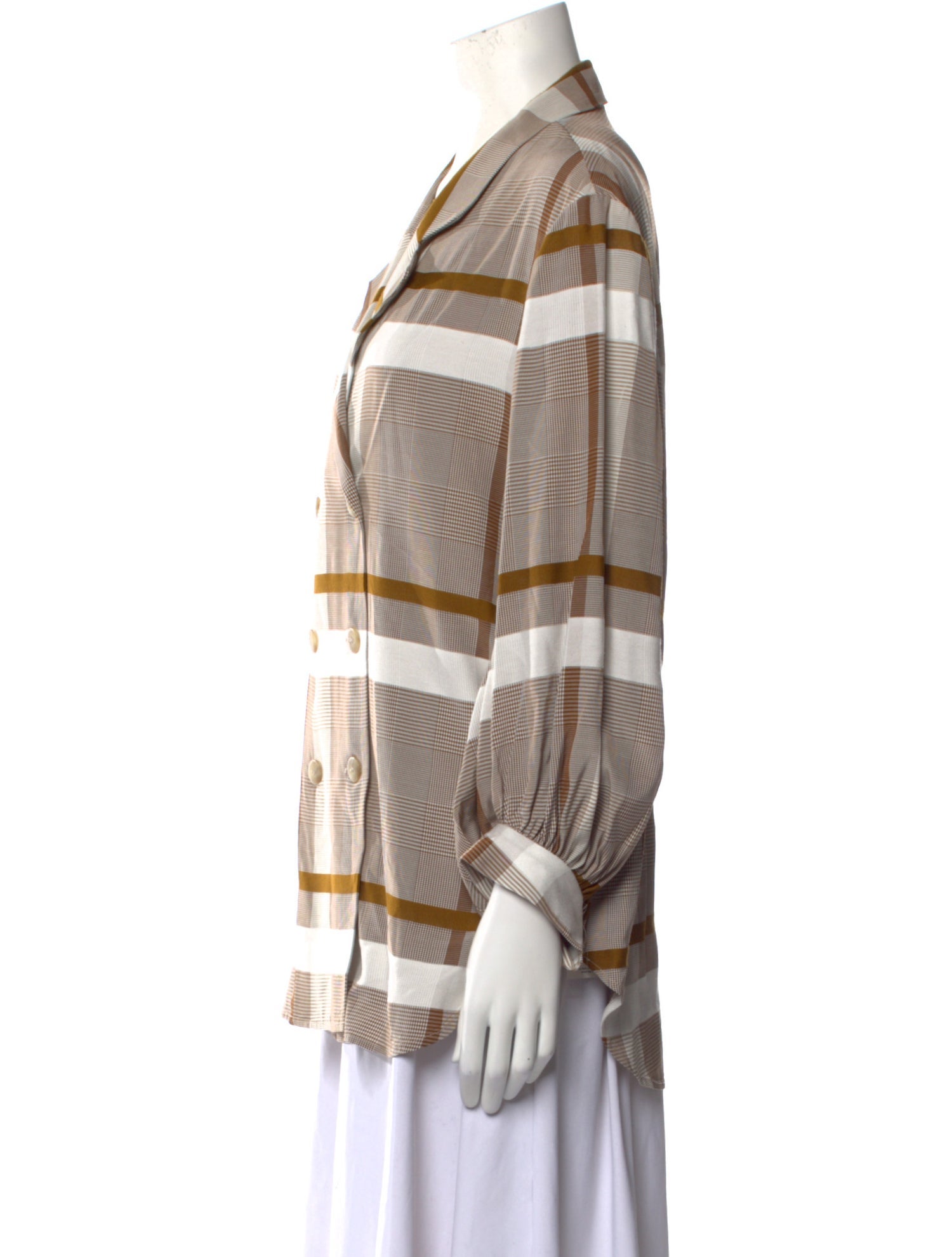 Lela Rose Plaid Print Long Sleeve Tunic