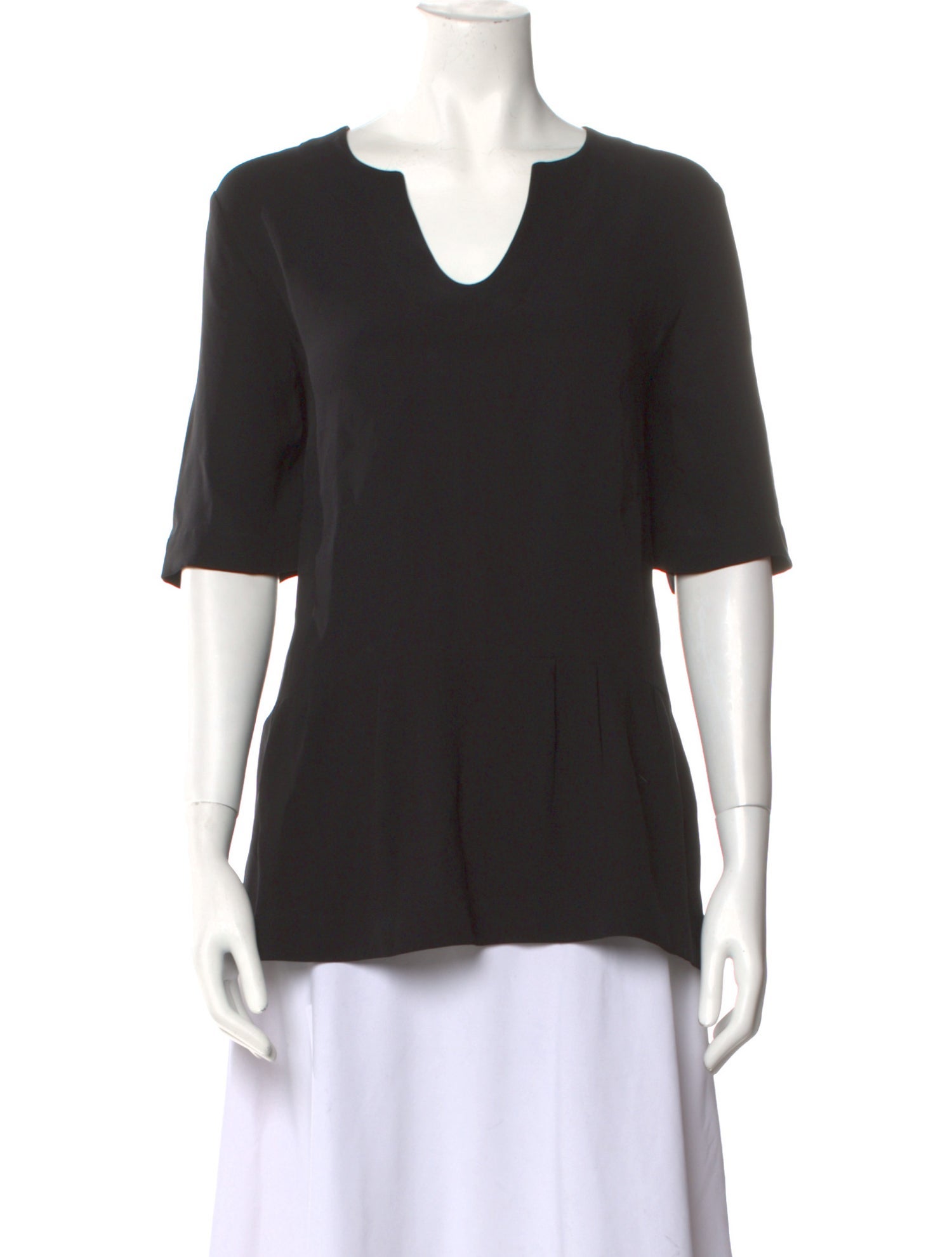 Lela Rose Silk V-Neck T-Shirt