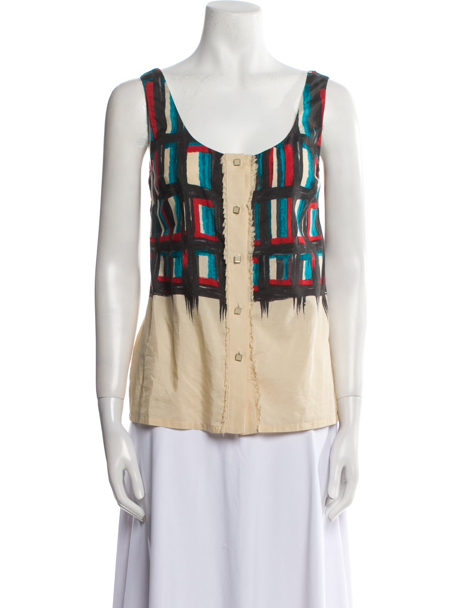 Lela Rose Printed Scoop Neck Top