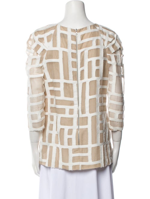 Lela Rose Printed Bateau Neckline Blouse